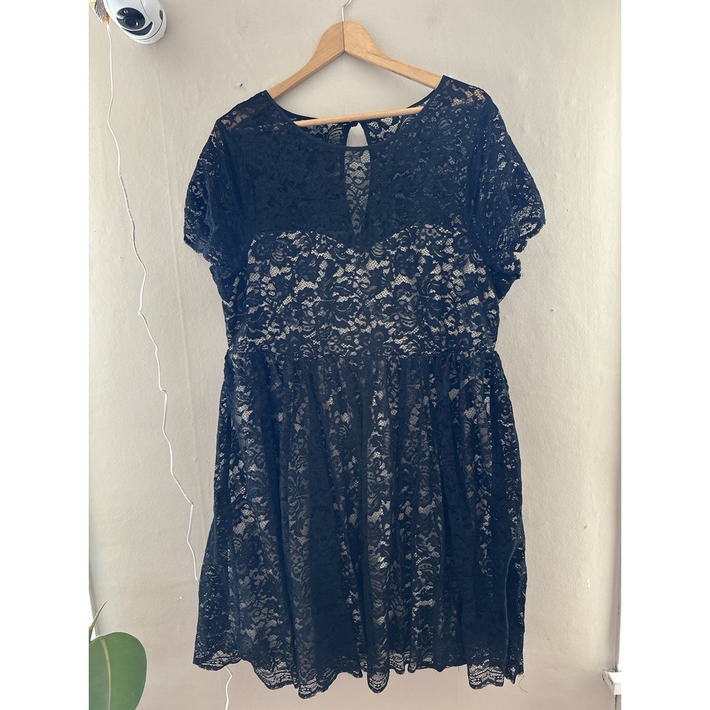 Torrid Womens Lace Skater Dress Sz 2X Black Cocktail Feminine Goth Dark Academia - Picture 1 of 8